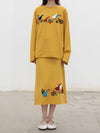 YANYAN KNITS Fall/Winter 2025 Collection: Goose Print T-shirt/Skirt Set (YYK-YYW25-1401-HUANG, Skirt)
